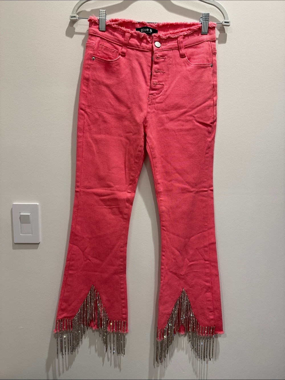 Blue B Pink Fringed Boot-Cut Jeans